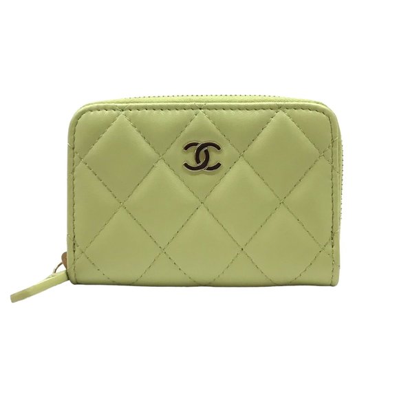 CHANEL Zippy Coin Purse AP0216 Lambskin Light Green Billfold Small Leather Goods - Picture 1 of 10